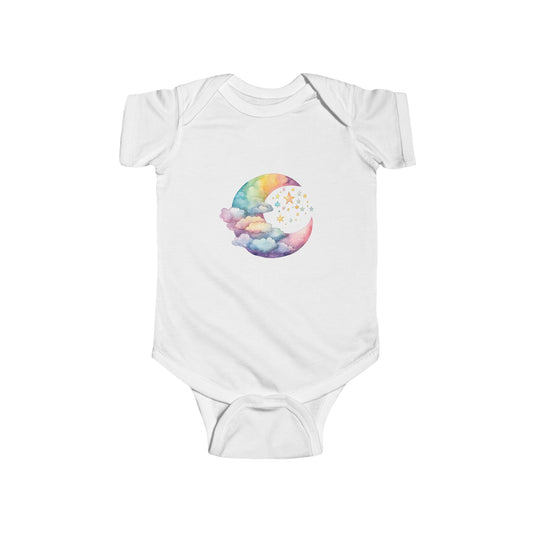Cloudy Moon Infant Bodysuit, Baby One-Piece Romper, Cute Night Sky Outfit, Celestial Nursery Gift, Gender Neutral Shower Present