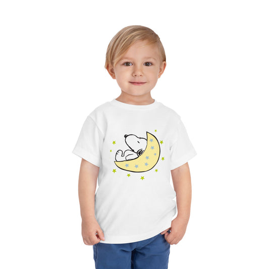 Snoopy on the Moon Toddler Tshirt, Peanuts Short Sleeve Tee, Stars Print Shirt, Kids Graphic Tee, Children's Clothing