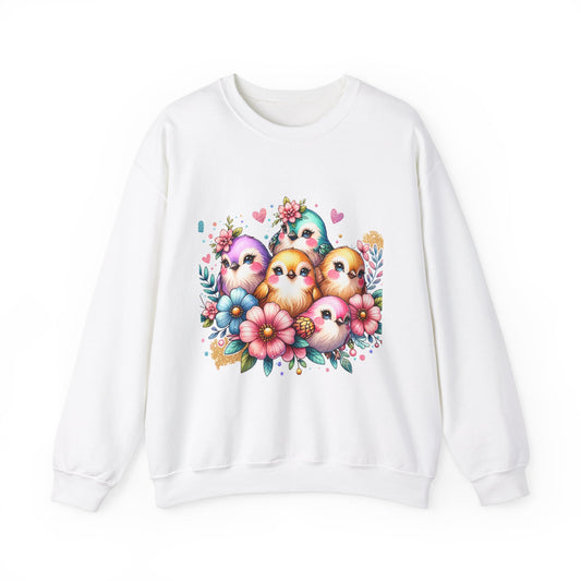 Vibrant Bird Sweatshirt, Colorful Crewneck Jumper, Bright Feathers Pullover, Nature Inspired Sweater, Unisex Graphic Top