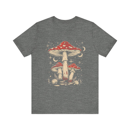 Mushroom Boho T-Shirt, Hippie Nature Tee, Retro Botanical Shirt, Woodland Fungi Top, Earthy Bohemian Clothes