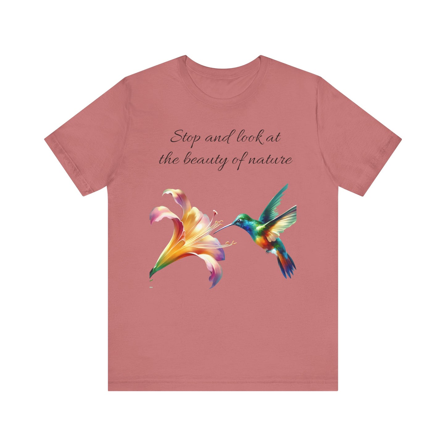 Nature Beauty Humming Bird Tee, Unisex T-Shirt, Bird Lover Gift, Short Sleeve Shirt, Wildlife Graphic Top