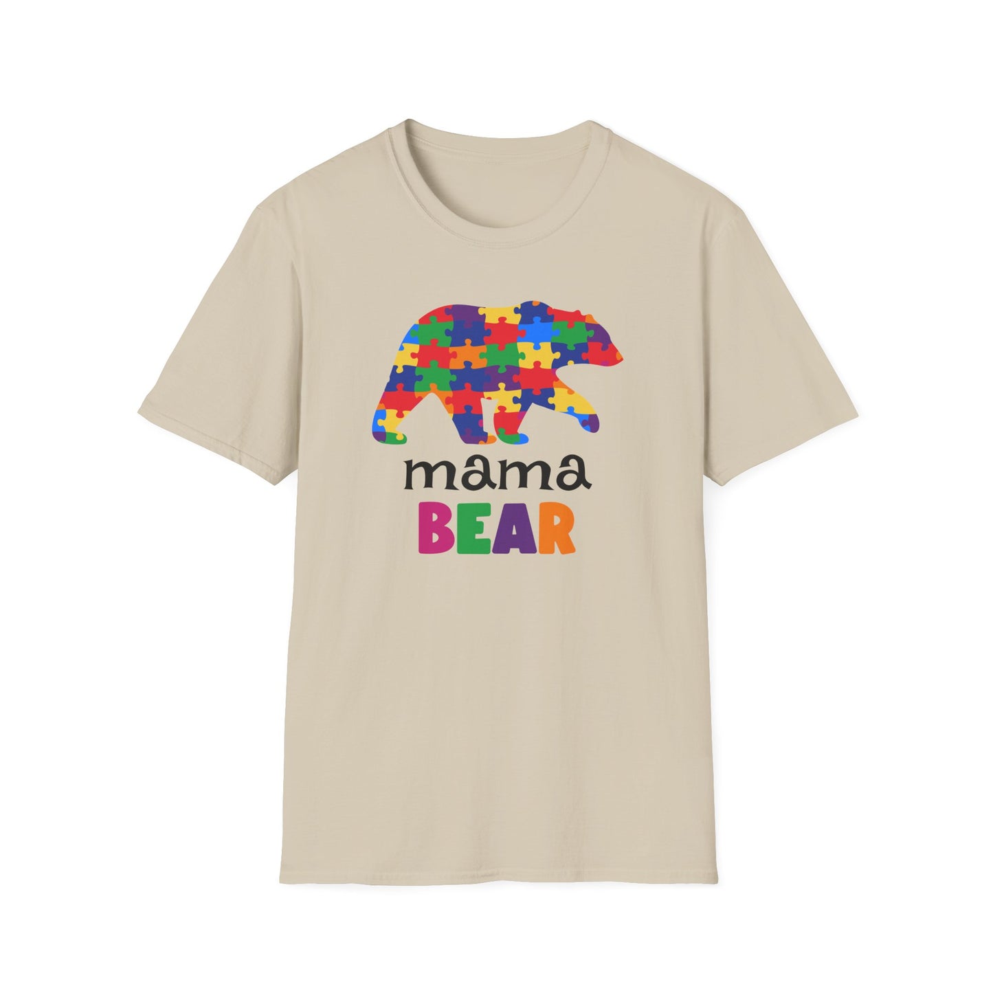 Mama Bear Puzzle Unisex T-Shirt, Gift for Moms, Autism Awareness