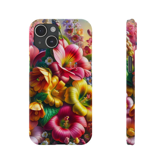 Flower Slim Phone Cases - Vibrant Flowers Unique Gift, Floral Phone Case, Colorful Phone Cover, Botanical Phone Accessories, Red Roses Phone