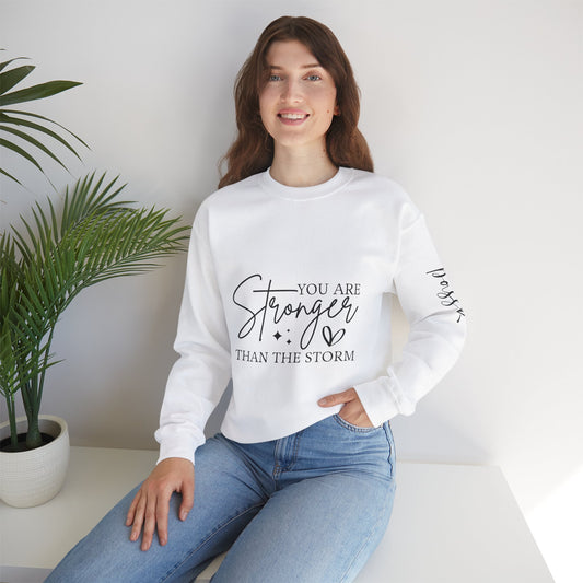 Stronger Than The Storm Crewneck Sweatshirt, Motivational Jumper, Inspirational Pullover, Cozy Sweater, Resilience Gift, Comfortable Top