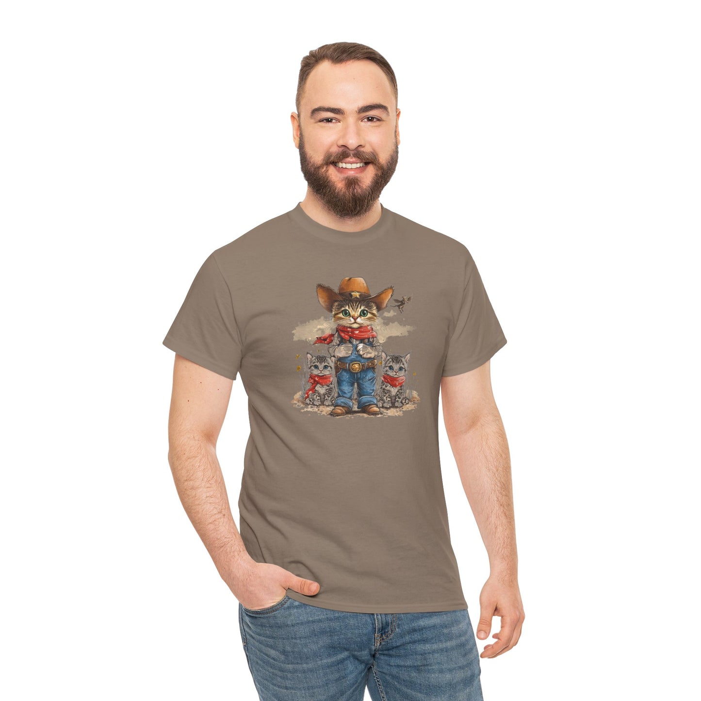 Cat Cowboy Unisex Tee, Funny Feline Shirt, Western Kitty Top, Cowboy Cats and Kittens, Animal Lover Gift, Rodeo Cat Shirt, Cute Cat Tee