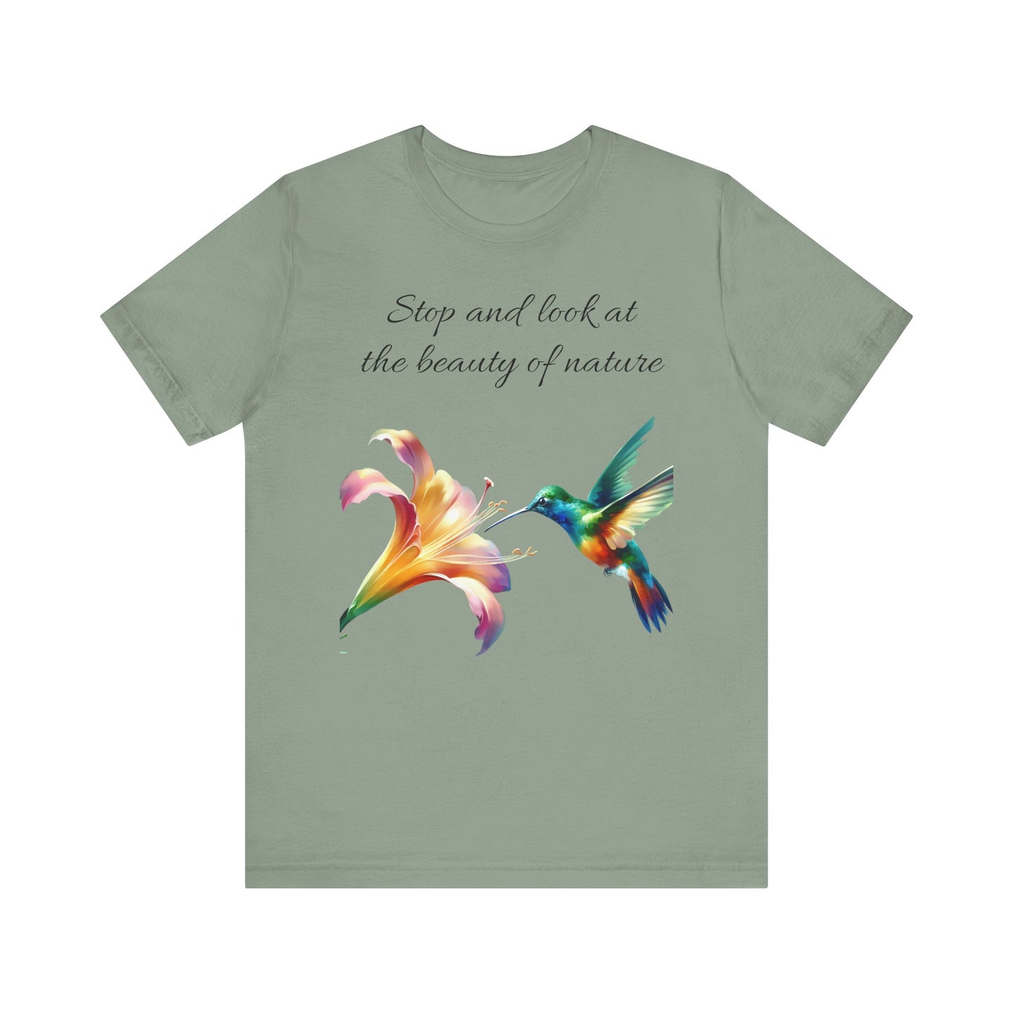 Nature Beauty Humming Bird Tee, Unisex T-Shirt, Bird Lover Gift, Short Sleeve Shirt, Wildlife Graphic Top